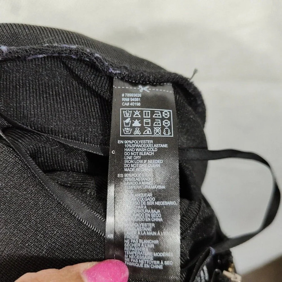 Forever 21 Pencil Bodycon Skirt Women Size L Black Tiered Sides Exposed Zipper - Picture 6 of 6